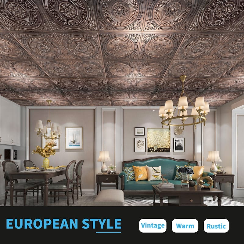 Art3d 12-Pack Drop Ceiling Tiles 24''X24'', Decorative PVC Ceiling Panels