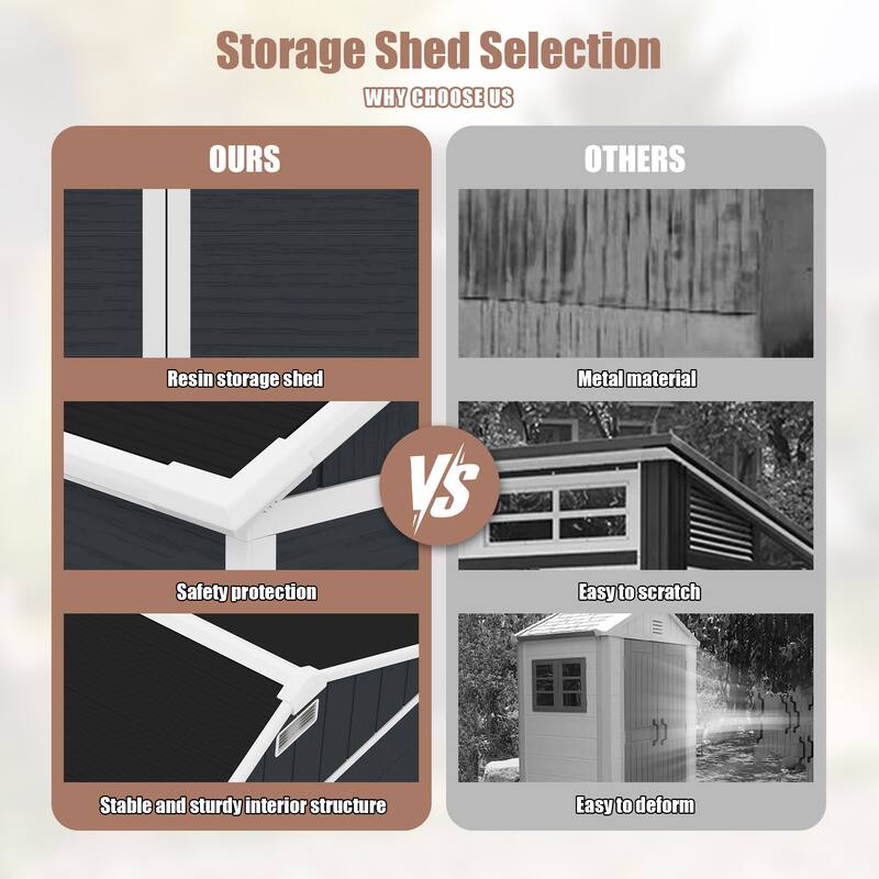 Outdoor Resin Storage Shed, High-Quality PP Material Shed
