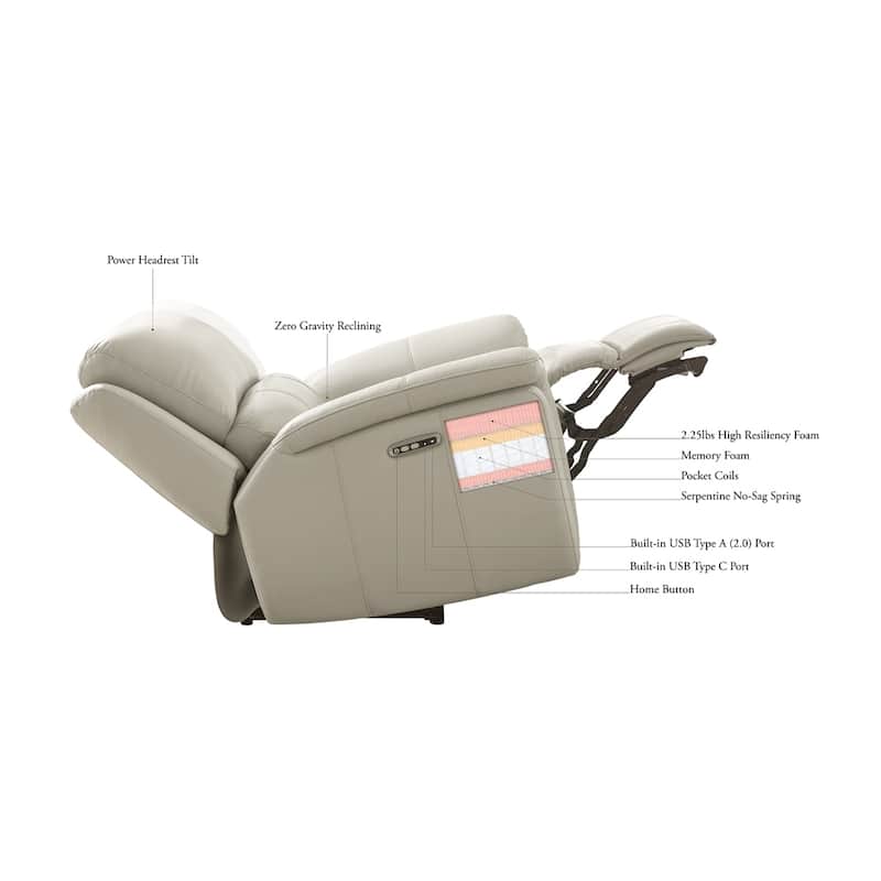 Hydeline Springdale Zero Gravity Power Recline and Headrest Top Grain Leather Chair