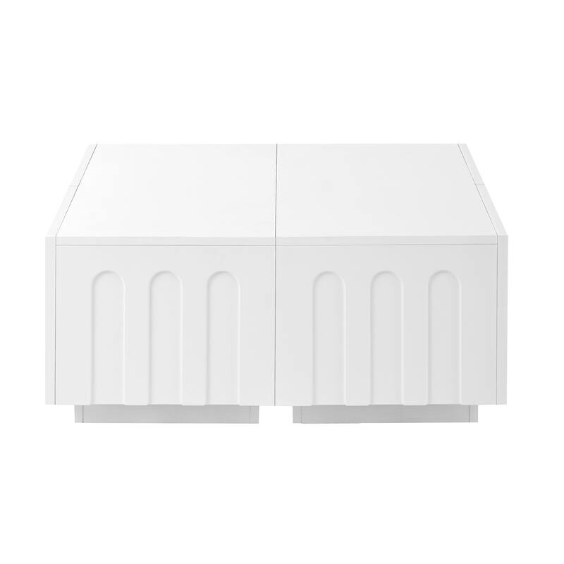 Elegant Arched TV Stand Dual Purpose Coffee Table with Drawers, for TVs Up to 80", White - 70.8" W × 15.7" D × 13.7" H