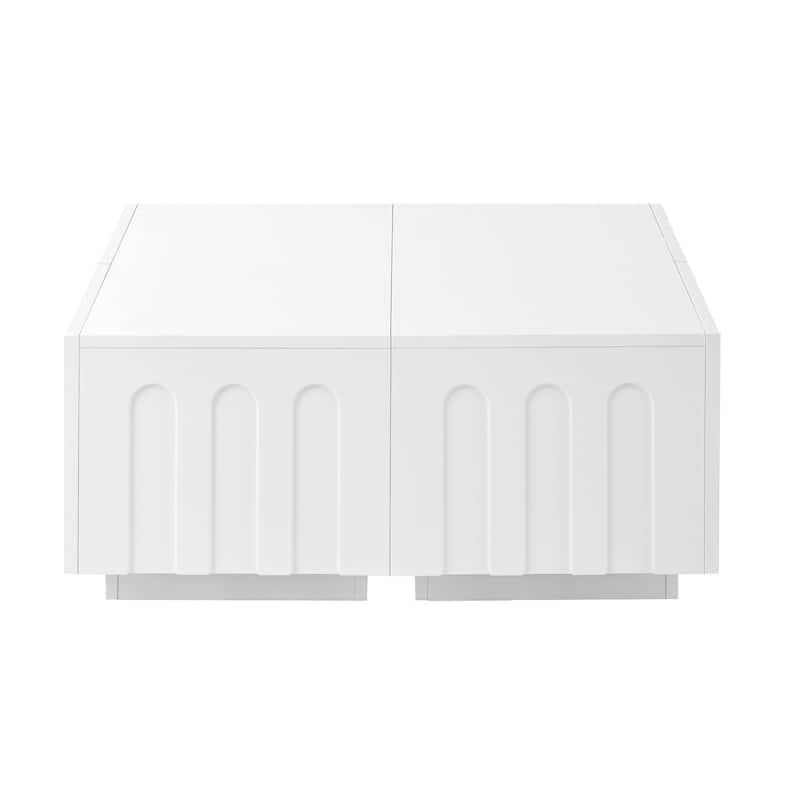 Modular Cabinet Set with Arched Drawer Fronts, Coffee Table with 4 Drawers, TV Stand with Ample Storage