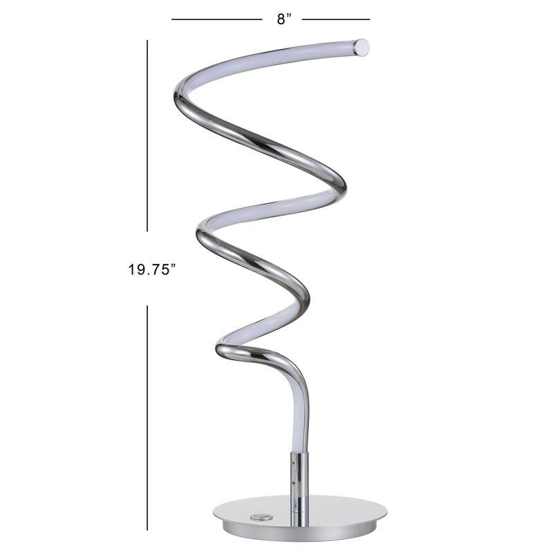 Owen 19.75" Modern Dimmable Metal Integrated LED Table Lamp, Chrome by JONATHAN Y