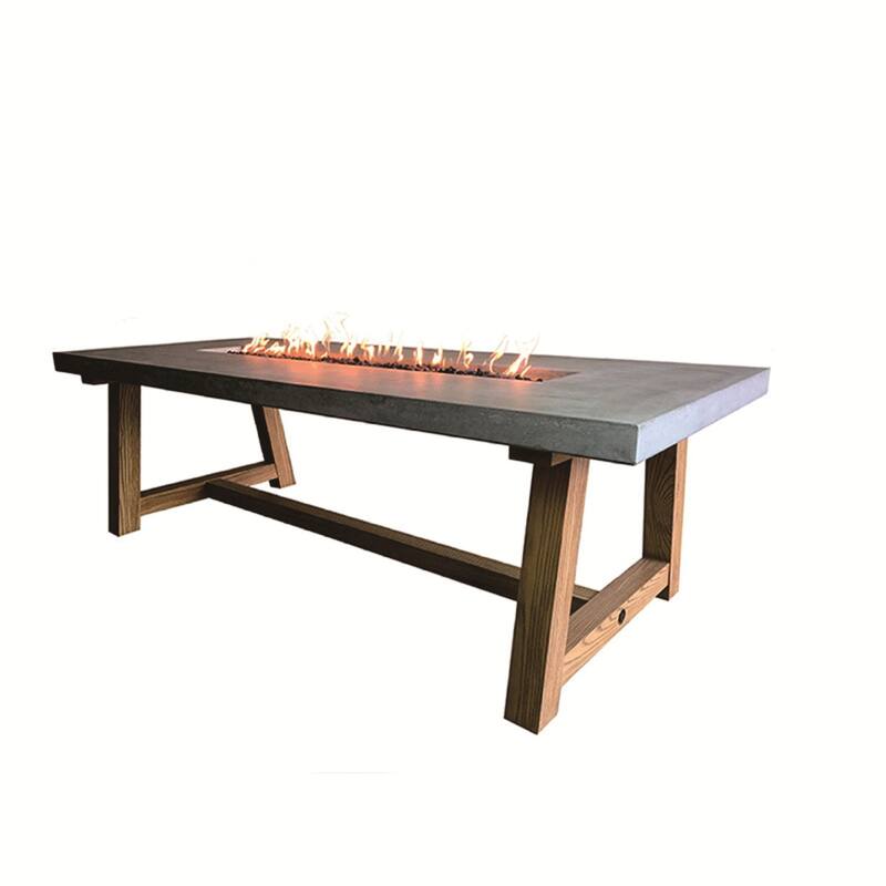 Elementi Sonoma 45,000 BTU Concrete Natural Gas Fire Dining Table with Natural Ashwood Base