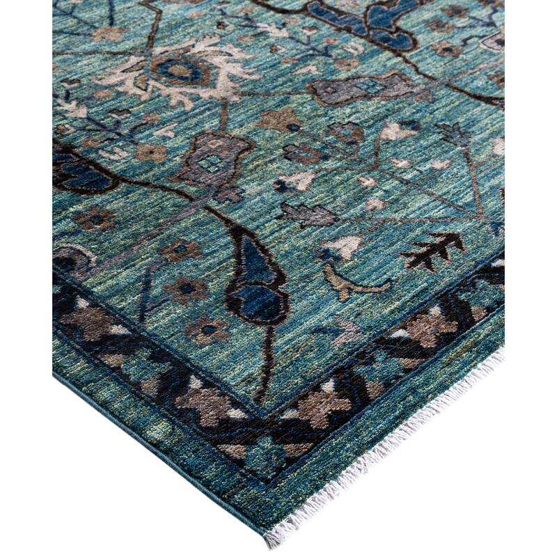 Serapi One-of-a-Kind Hand-Knotted Area Rug - Green - 9' 0" x 12' 0"