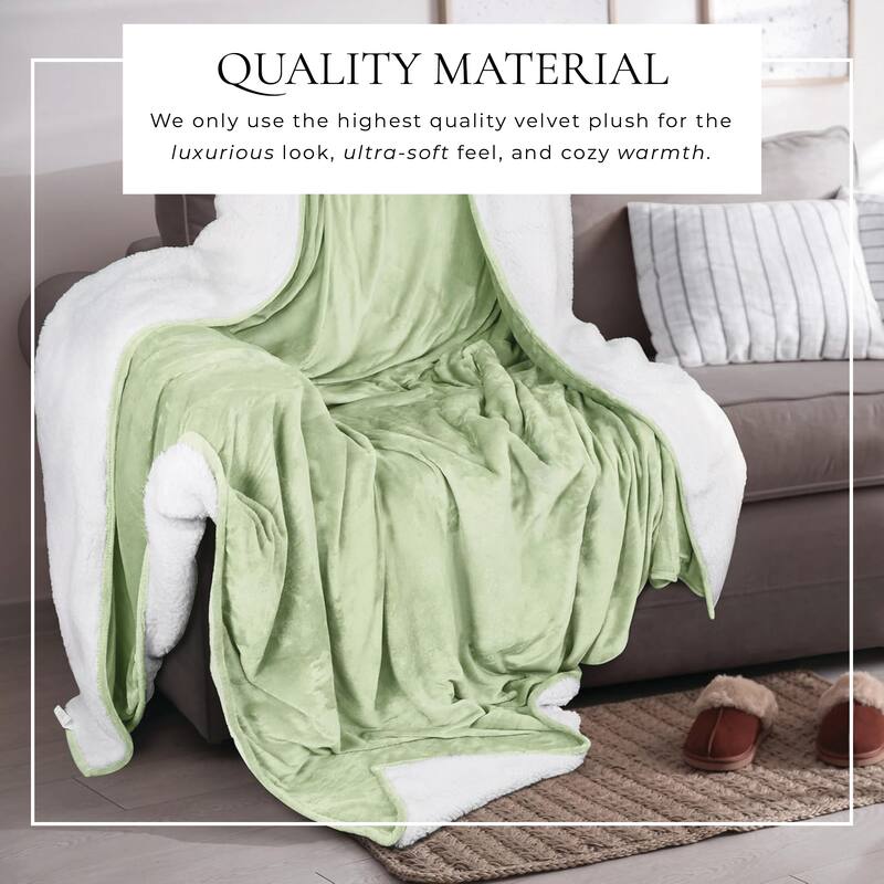 Linery & Co. Velvet Plush Reversible Sherpa Bed Blanket