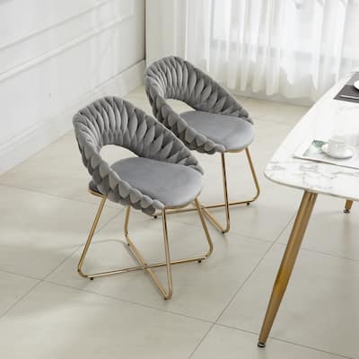 Velvet Accent Chairs Side Chair Vanity Desk Chair ( Set of 2 )