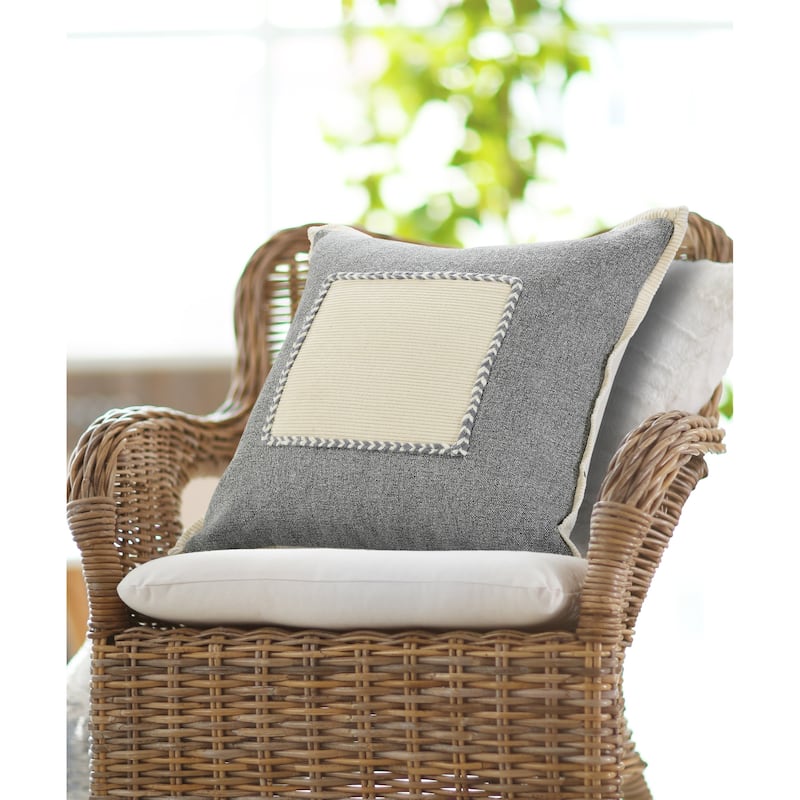 Sevita Neutral Gray Riviera Framed Throw Pillow - 20" x 20" - Polyester