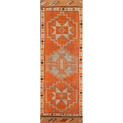 Anatolian Oriental Vintage Runner Rug Handmade Wool Carpet - 2'11"x 11'2"