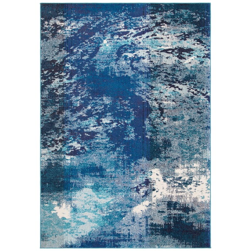 SAFAVIEH Madison Memnuna Modern Abstract Rug - 10' x 14' - Navy/Ivory - Rectangle