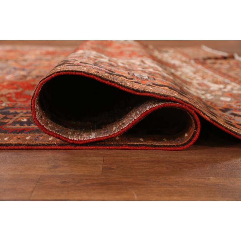 Hand Knotted Oriental 100% Wool Carpet Traditional Medallion Oranges & Rust Heriz Area Rug - 11' 7'' X 8' 4''