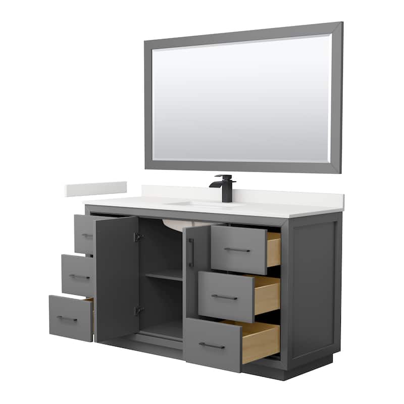 Icon 60-inch Single Vanity, Quartz Top, 58-inch Mirror