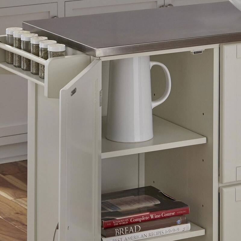 Homestyles Dolly Madison Wood Kitchen Cart with Stainless Steel Top
