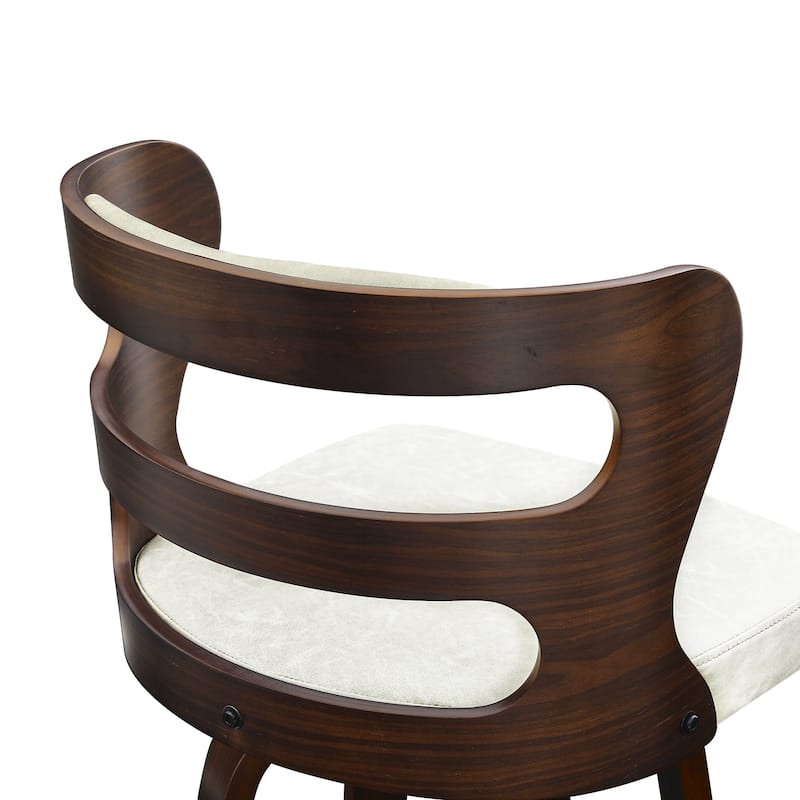 LUE BONA 26"H Modern Walnut Swivel Counter Height Stools, Bar Stools with Backs Set of 3 - 26" H