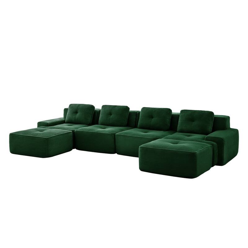 152.8" Modern U-Shaped Modular Anti-slip Design Sectional Sofa with 2 Ottomans