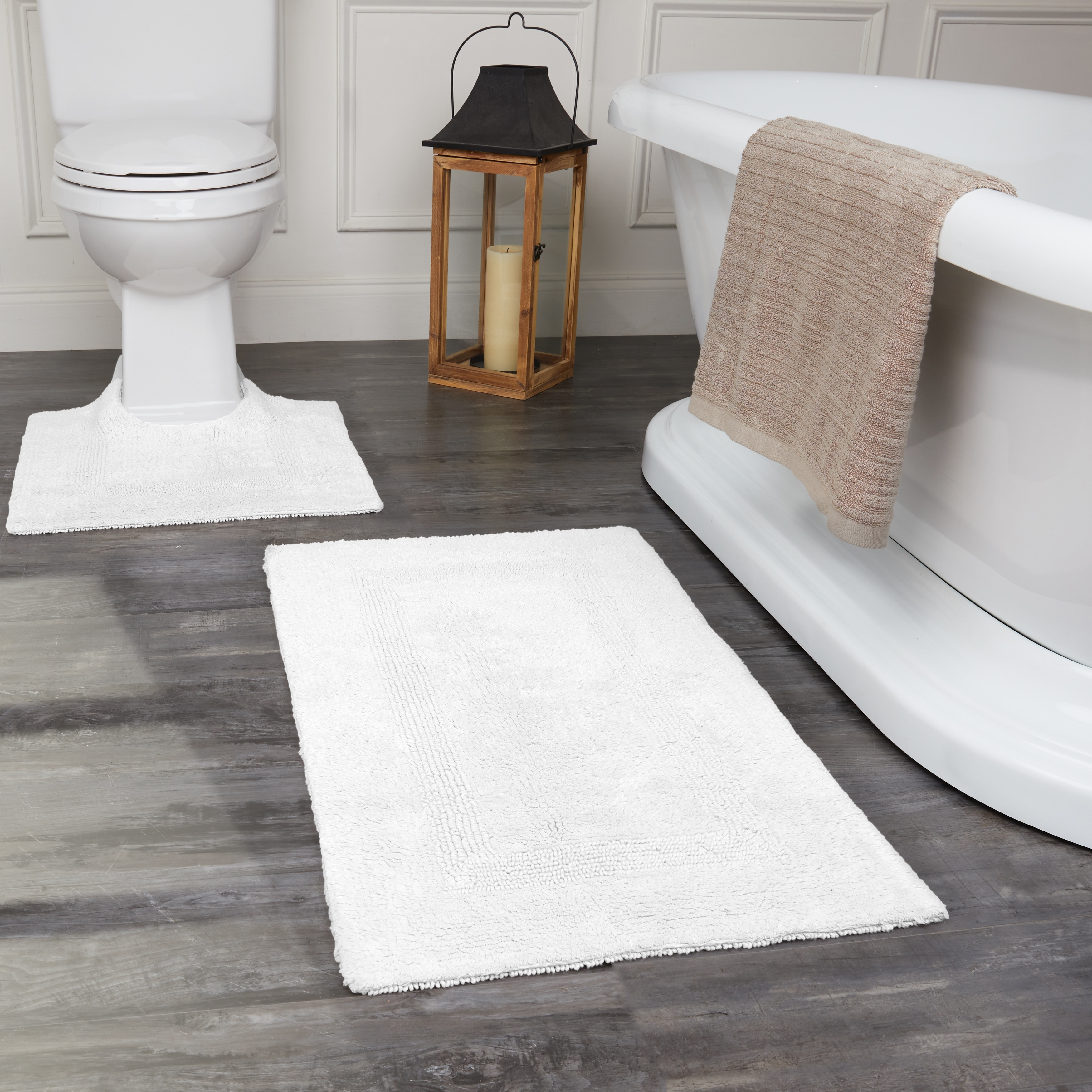 Fabstyles Reversible Cotton Bath Rug Set - Soft Absorbent 2-Piece-image