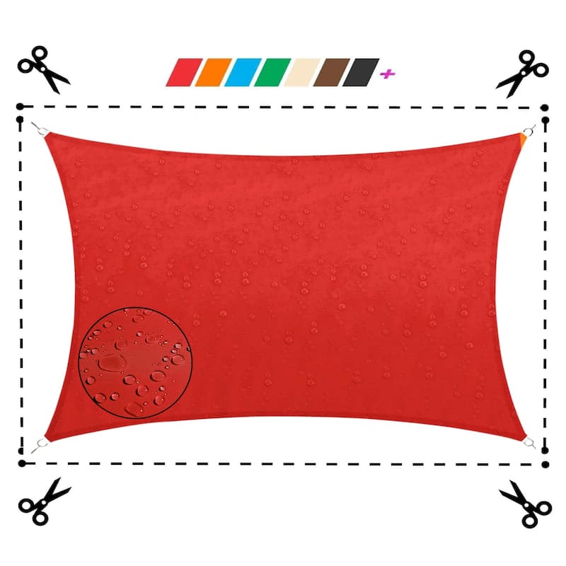 ColourTreeUSA Waterproof Custom Size Red Rectangle Sun Shade Sail Canopy UV Block