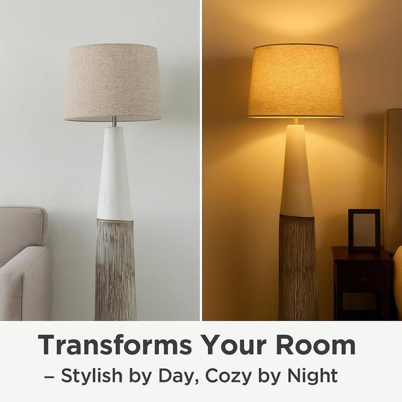 Aria Home Zuri 59" Resin Floor Lamp Linen Shade White Brown