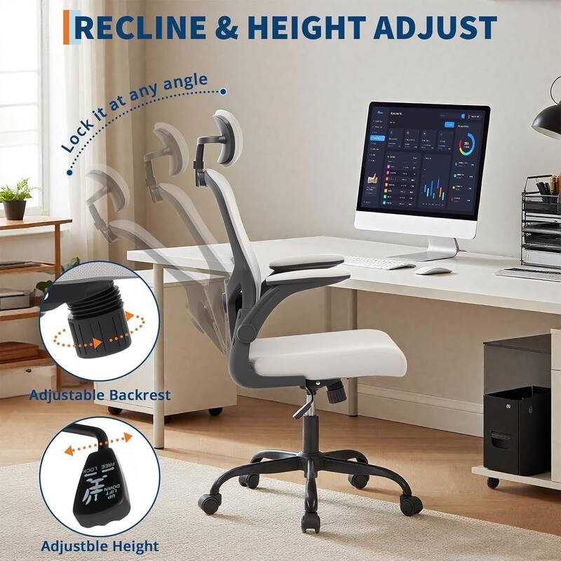 Adjustable Ergonomic Home Office Chair with Headrest for Computer Working