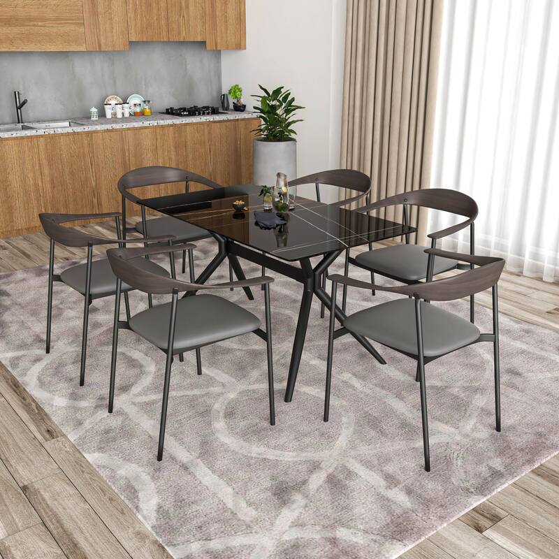 Leather Dining Chair with Stainless Steel Frame Set of 2 Kora Series