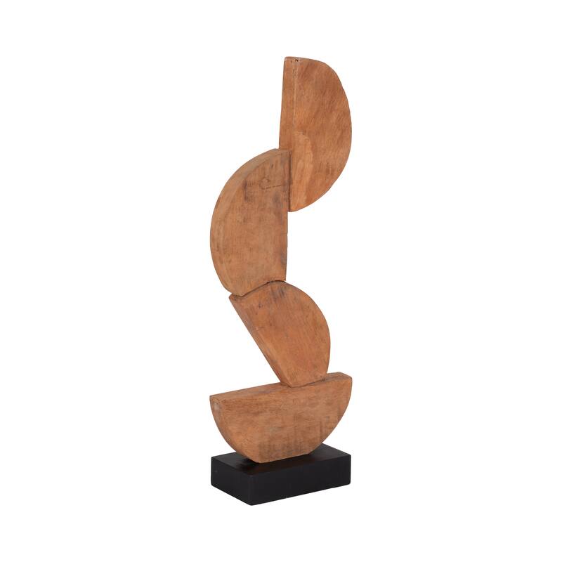 Sagebrook Home Brown Wood Half Circles Stacking Abstract Sculptures