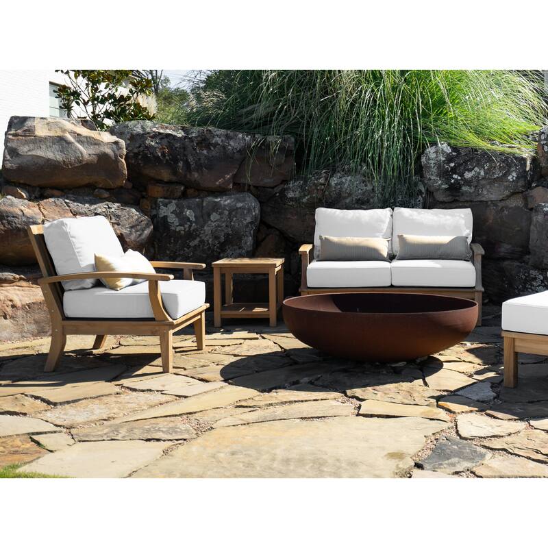 Laurel Tan Teak 57" Outdoor Sofa with Cushions