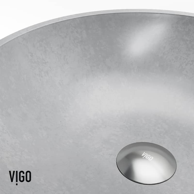 VIGO Ravenna 16"L x 16"W x 5"H Concreto Stone Round Bathroom Vessel Sink