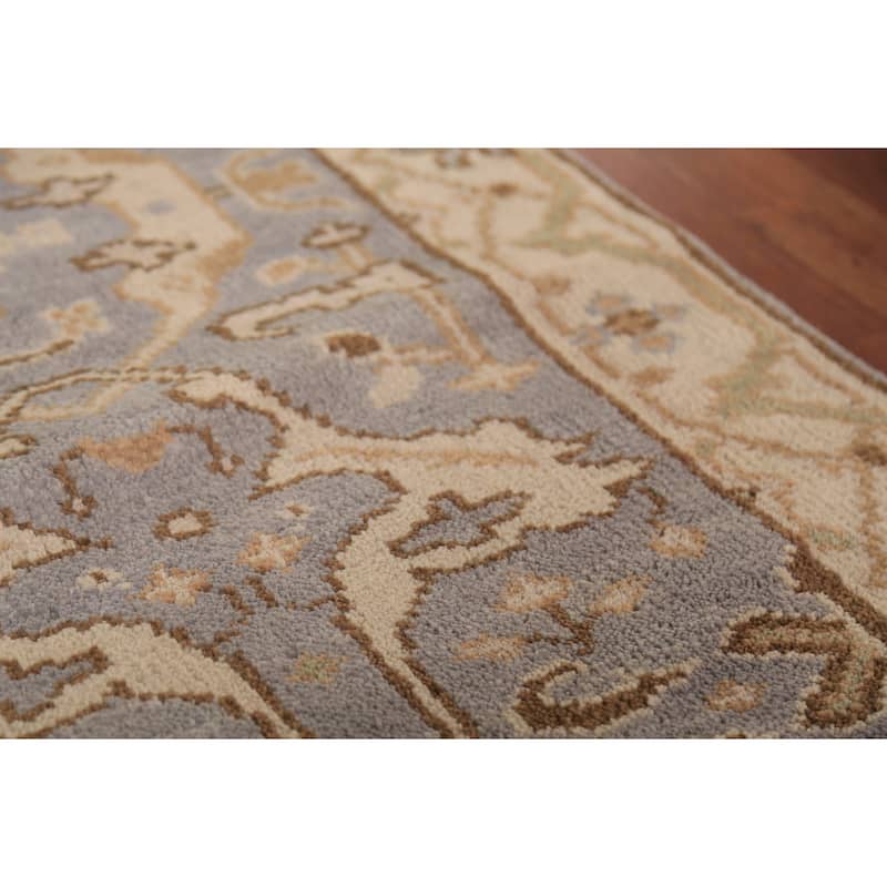 Gray Oushak Oriental Runner Rug Hand-Knotted Wool Carpet - 2'8" x 8'4"