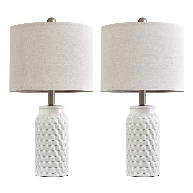 Modern Ceramic Bedside Lamp Set of 2 for Bedroom Decor Farmhouse
