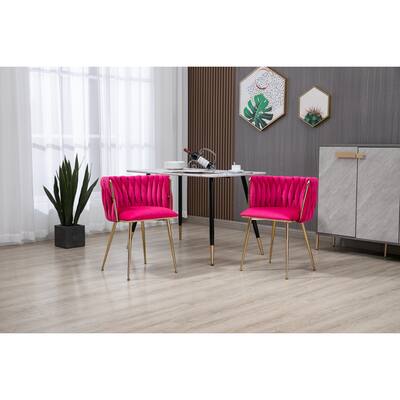 Rose Red 21.85" Accent Chair with Gold Legs (Set of 2)