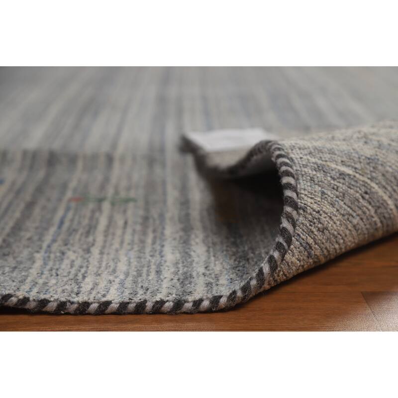 Hand Knotted Oriental 100% Wool Carpet Tribal Tribal Greys & Charcoal Gabbeh Area Rug - 9' 9'' X 8' 1''