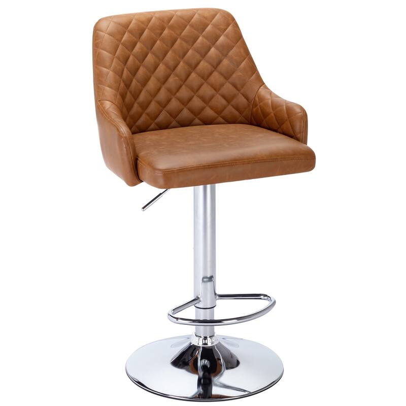 Javlergo 4-Pack Adjustable Bar Stools 24.4" to 32.7" Height Range with Footrest & Diamond Quilted Half-Back Counter Stools Set