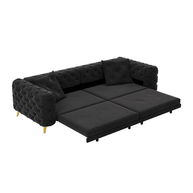 97.7" 3-in-1 Convertible Sleeper Sofa, Pull Out Sofa Bed with Ottoman, 4-Seater for Small Spaces & Apartments