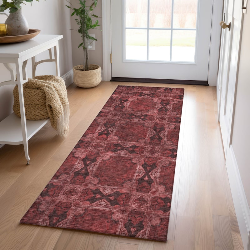 Machine Washable Indoor/ Outdoor Boho Medallions Chantille Rug