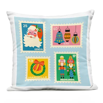 Stupell Vintage Christmas Postage Stamps Printed Outdoor Throw Pillow Design by Carrie Cantwell