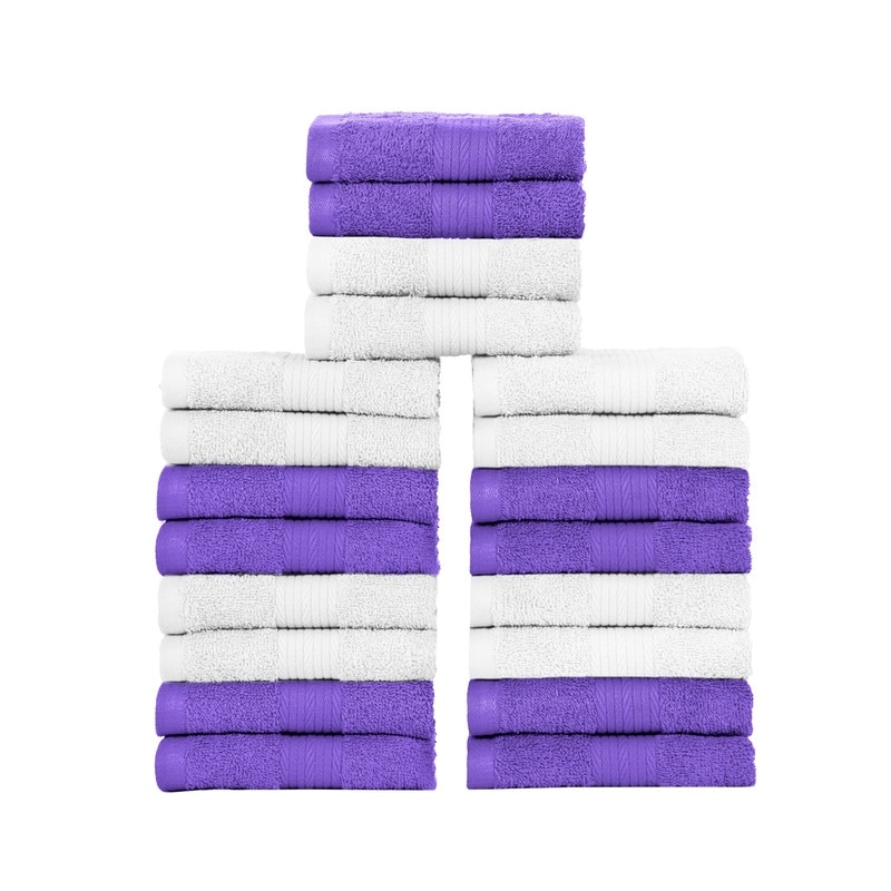 Cotton 600GSM Assorted Color Wash Cloths 12x12 Inch by Ample Decor - Pack of 20