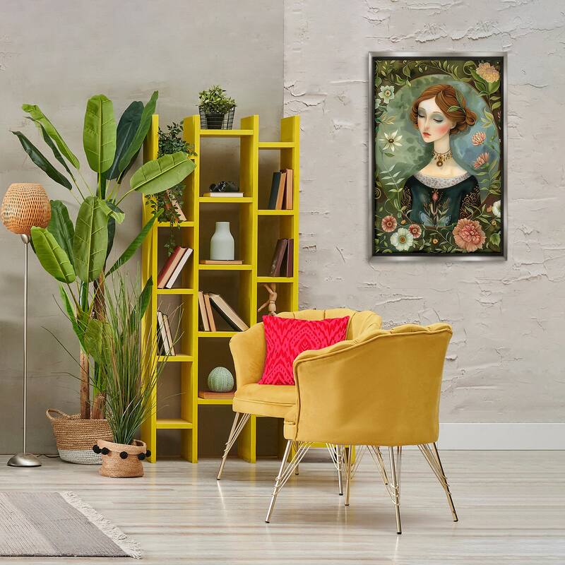 Stupell Floral Edged Victorian Woman Framed Floater Canvas Wall Art Design By The Dutch Lady