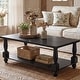 preview thumbnail 9 of 14, Farmhouse Coffee Table with Storage Shelf, French Country Living Room Table Black