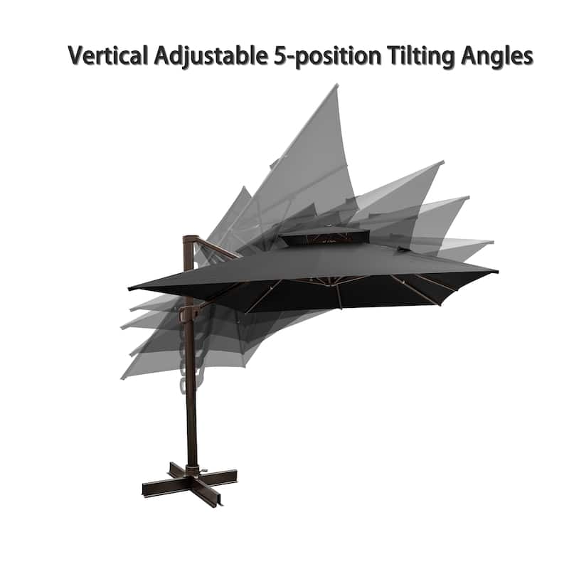 Pellebant 10 X 13 Feet Outdoor Cantilever Umbrella with Base
