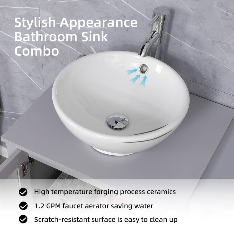 72" Bathroom Vanity Set Vessel Sink Cabinet Mirror Combo
