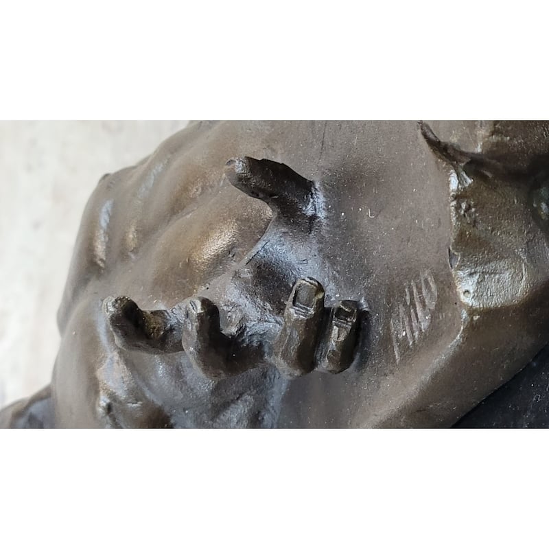 Surreal Hot Cast Bronze Sculpture Of Male Figure Trapped In The Floor On A Marble Base