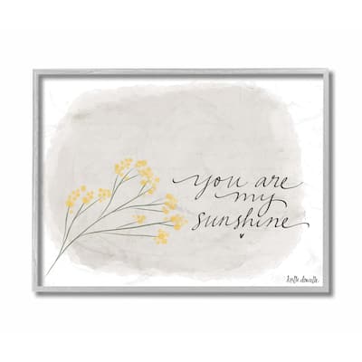 Stupell You Are My Sunshine Yellow Flower Illustration Grey Framed, 11 x 14, Design By Artist Katie Douette - 11 x 14