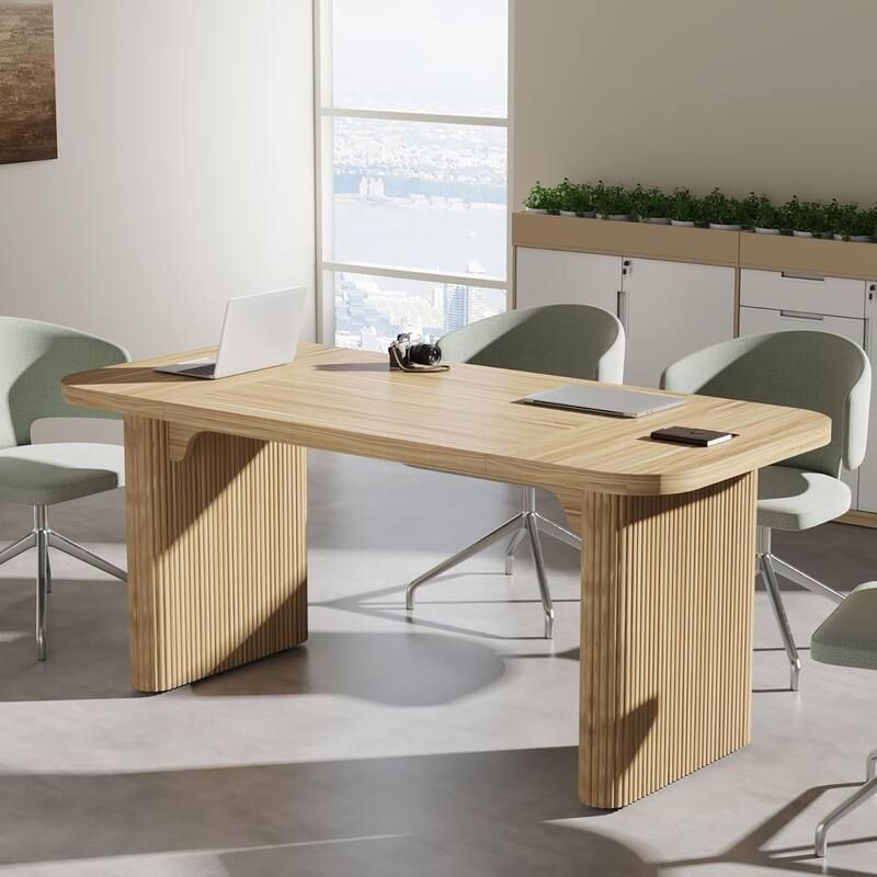 62-Inch Wood Rectangular Executive Desk Large Modern Conference Table for Home Office Boardroom