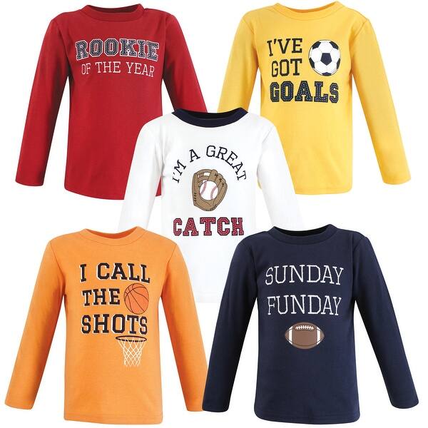 slide 1 of 1, Hudson Baby Infant Boy Long Sleeve T-Shirts, Sports 12-18 Months - Sports