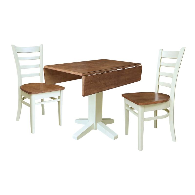 36" Square Dual Drop Leaf Dining Table with Two Chairs