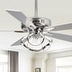 preview thumbnail 1 of 46, 52" Modern Chrome/ Black Indoor Ceiling Fan Light with Remote and 5 Resiversible Blades Chrome