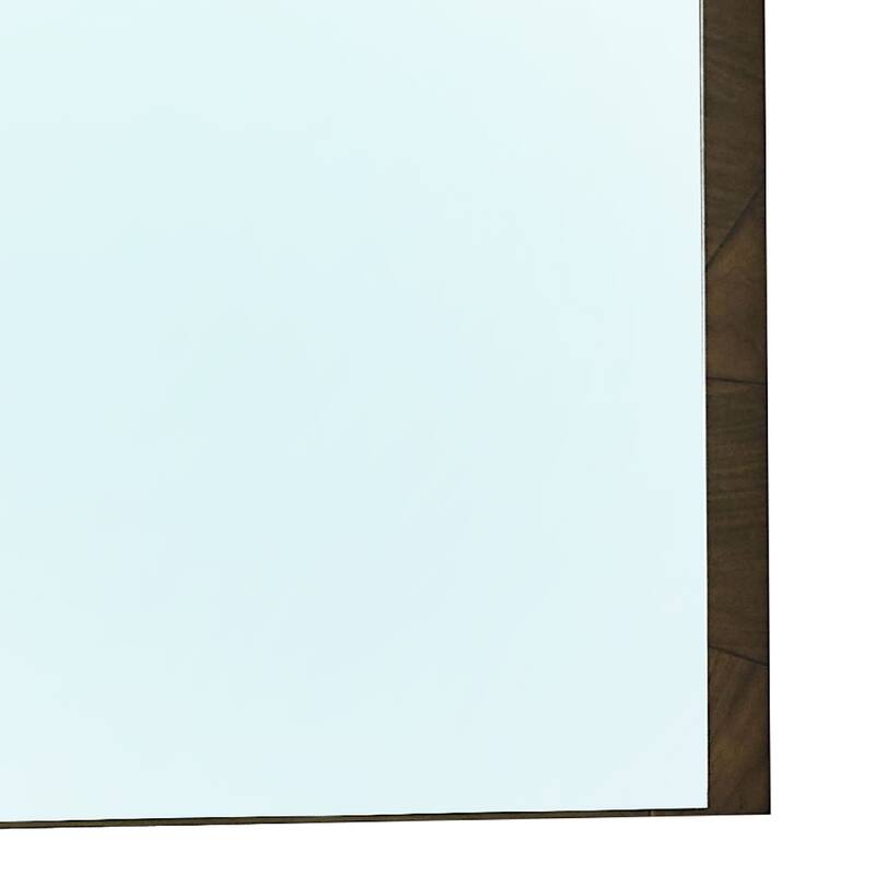 40 Inch Dee Rectangular Chest Wall Mirror, Geometric Oat Brown Wood Accents