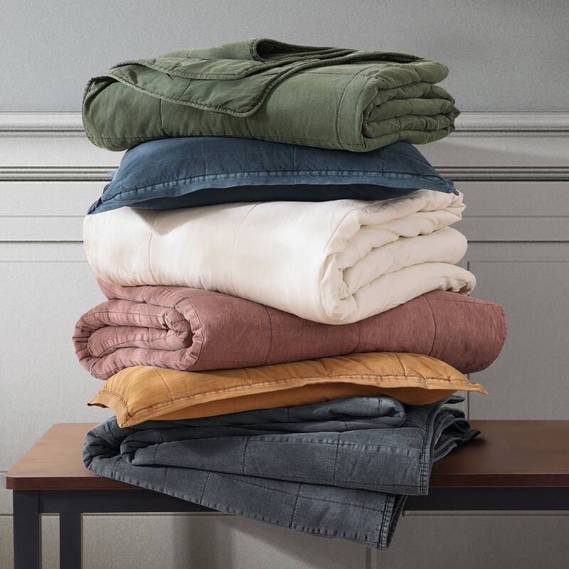 HiEnd Accents Stonewashed Cotton Canvas Vintage Chic Coverlet, 1PC