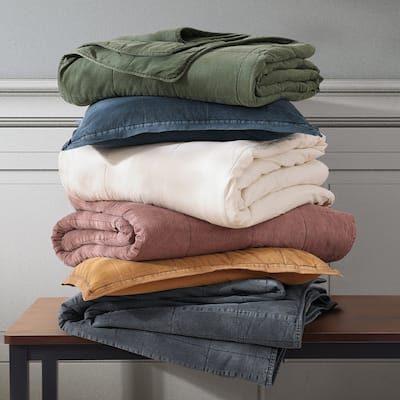 HiEnd Accents Stonewashed Cotton Canvas Vintage Chic Coverlet, 1PC