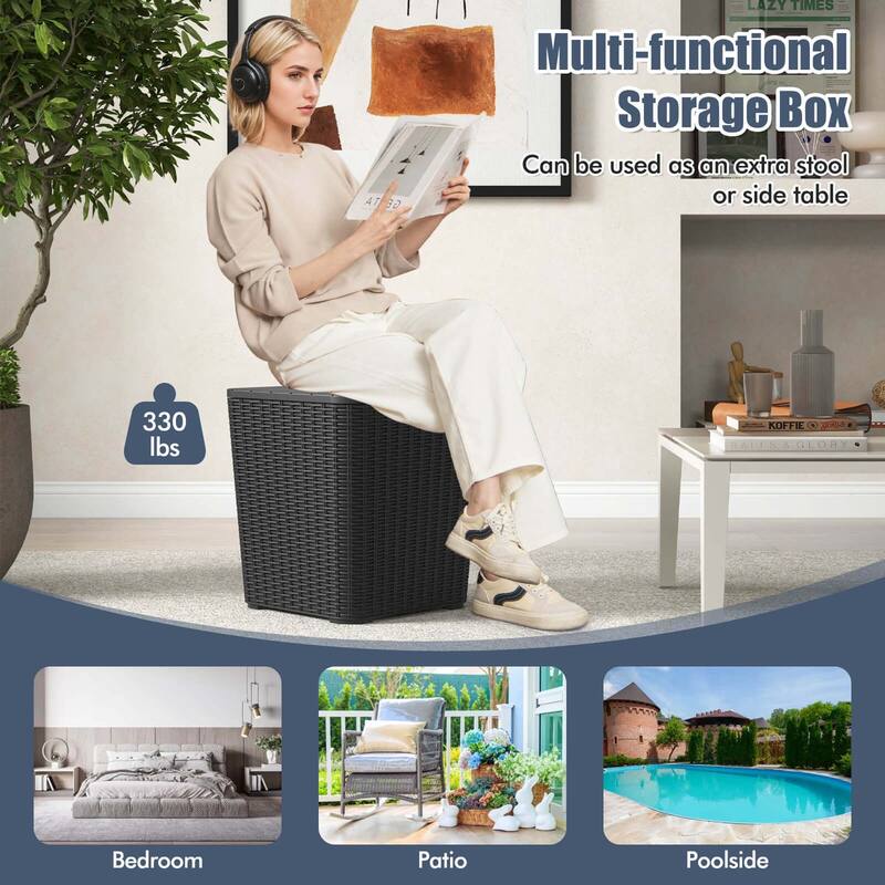Costway 11.5 Gallon Water-proof Deck Box with Removable Lid Storage - See Details