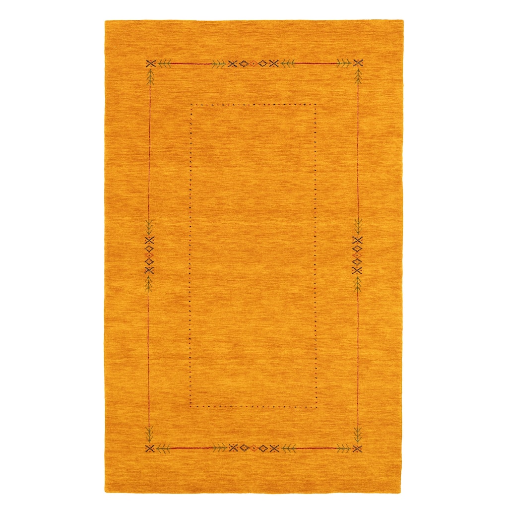 ECARPETGALLERY Hand Loomed Kashkuli Gabbeh Light Orange Wool Rug - 4'11 x 8'0
